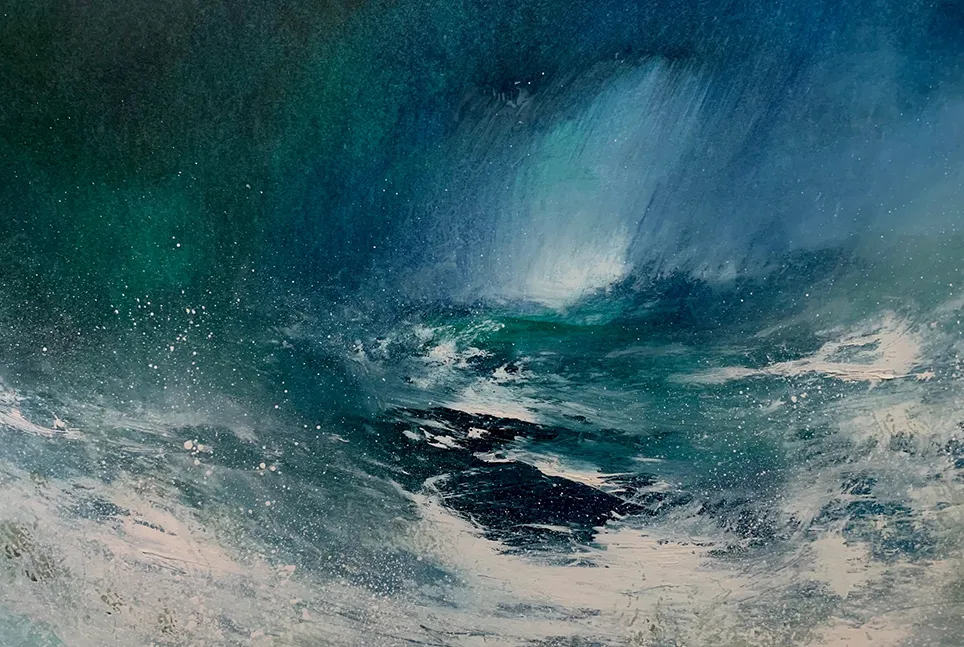 Mark Stopforth - dark blue stormy sea oil painting