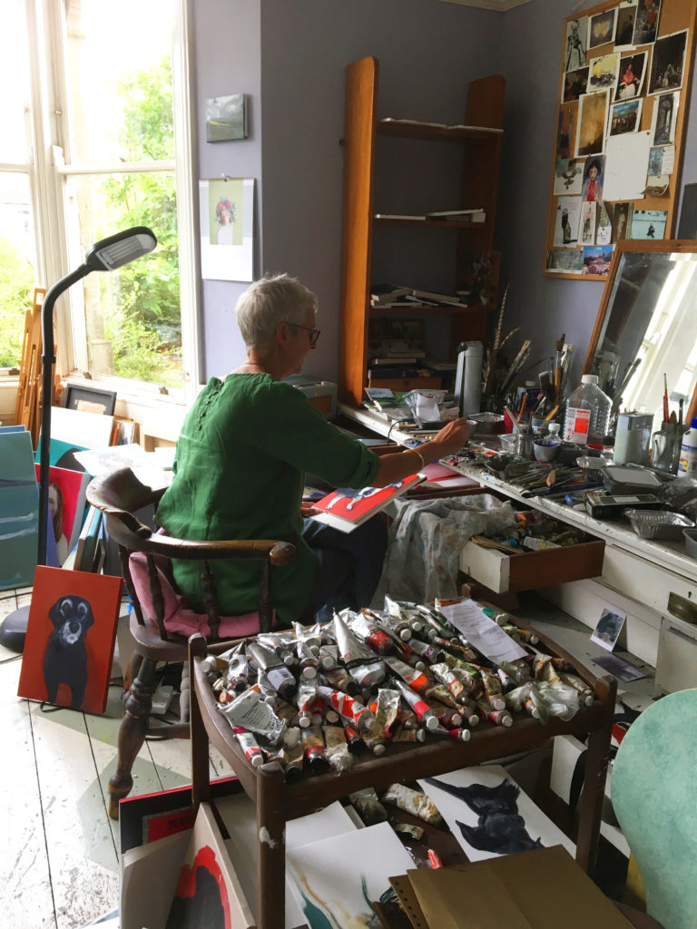 Artist Sally Muir in her Bath studio