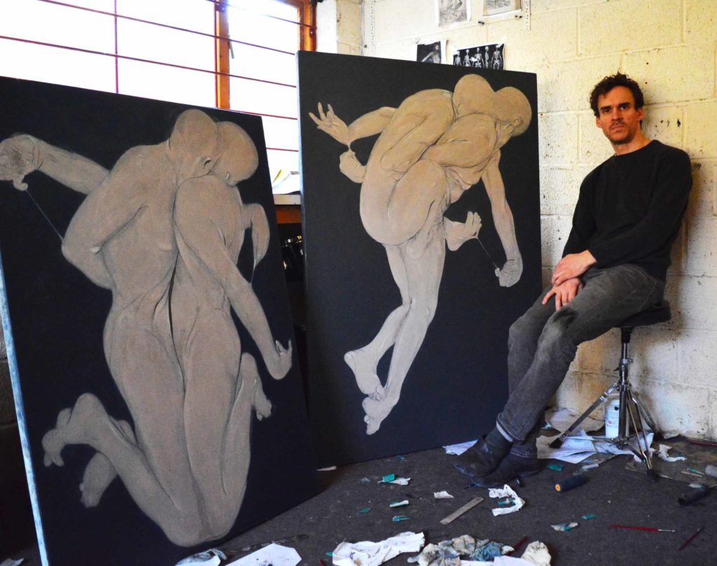 Artist Steve Dixon in his studio