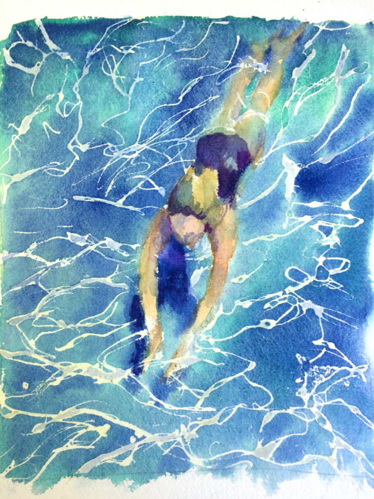 'Swimmer' painting by Jane Fisher