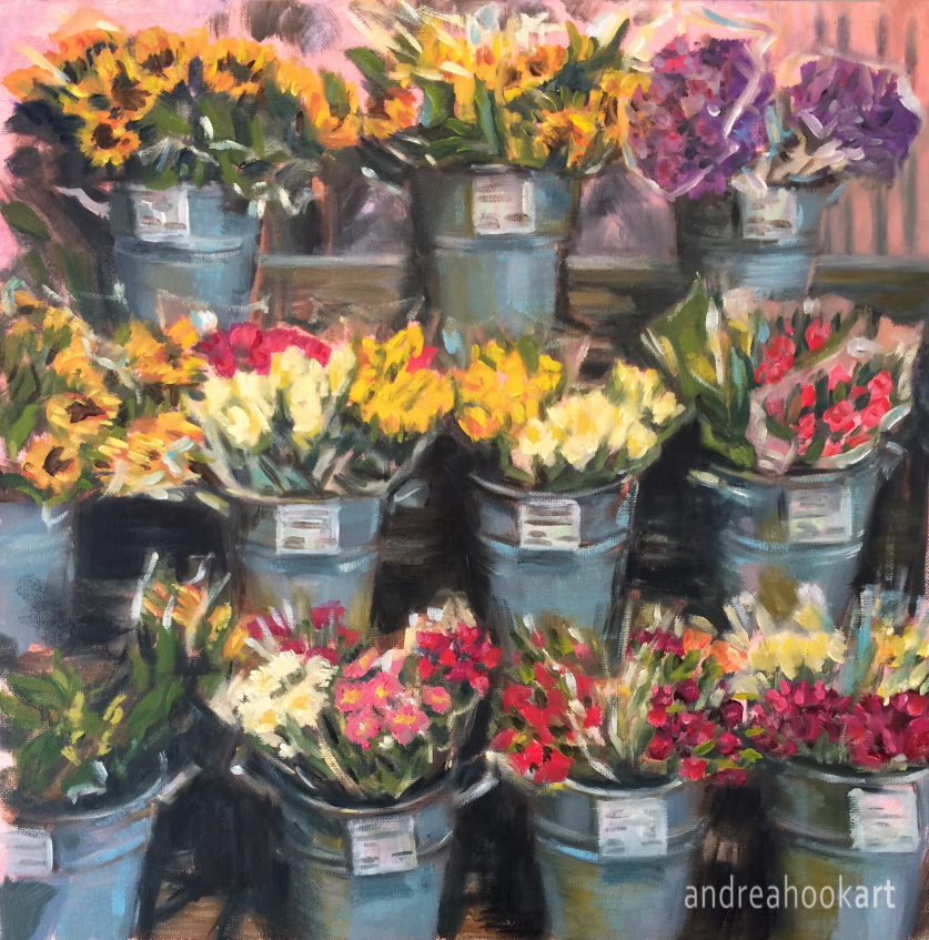 The Flower Stall by Andrea Hook Art