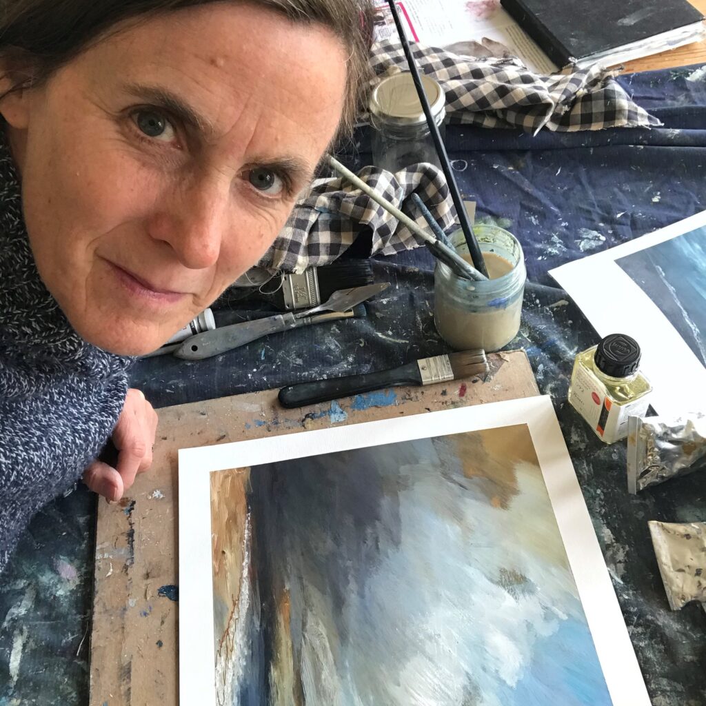 Artist Belinda Reynell at work. Winner of the Pegasus Art gift voucher prize c/o artists & illustrators magazine. 