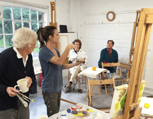 Alexandra Darbyshire - painting in studio