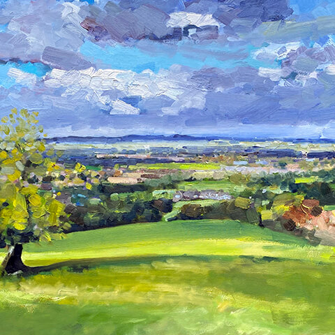 andrew field cotswold landscape painting - leckhampton hill