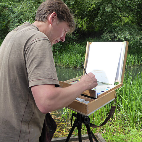 David DJ Johnson - outdoor painting workshop David with field easel