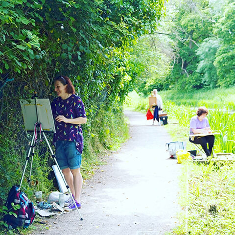 David DJ Johnson - outdoor painting workshop on canal path