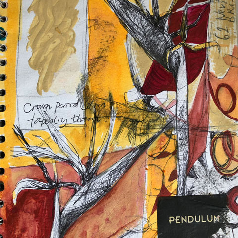 Lucy Inder sketchbook collage - bird of paradise flower