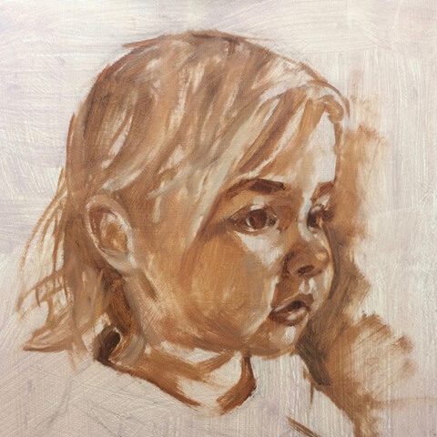 Mark Fennell child portrait - painting preparation