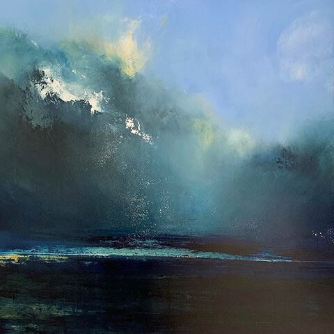 Mark Stopforth dark blue sky over seascape - oil painting workshop