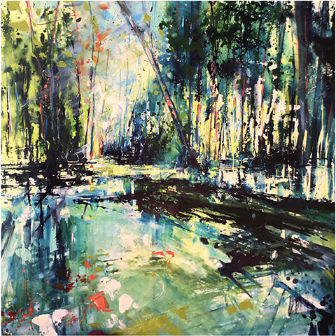 Mel Cormack-Hicks - loose painting of woodland trees and path