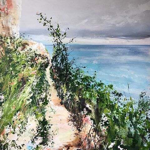 Mel Cormack-Hicks - seascape painting of coastal path cliff top - beneath my feet