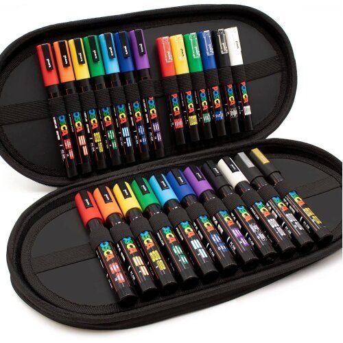 Posca Set Carry Case with 24 Multi-Surface Coloured Pens - £99.50 - Pegasus  Art