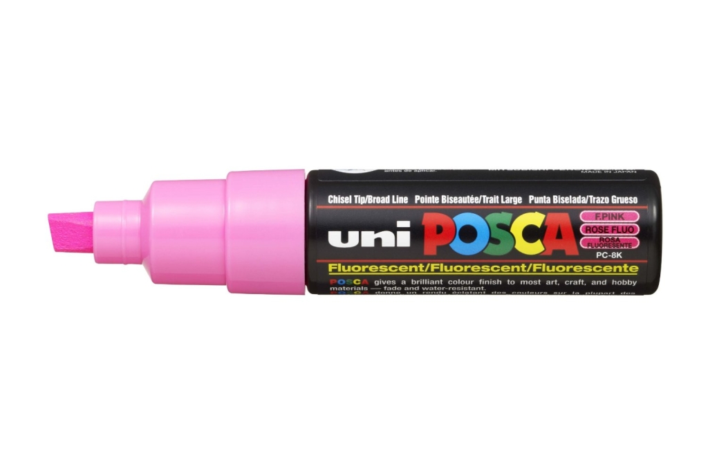 Uni Posca PC-8K Pink Paint Marker Pens Fabric Metal Glass 8mm Broad Chisel Nib 
